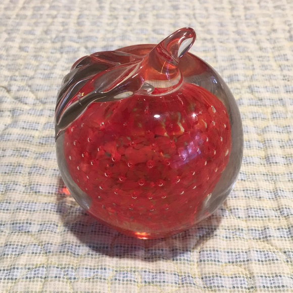 Murano Glass from Italy Apple Paperweight Gorgeous W/bubbles Hand Blown Flawless - Picture 4 of 8
